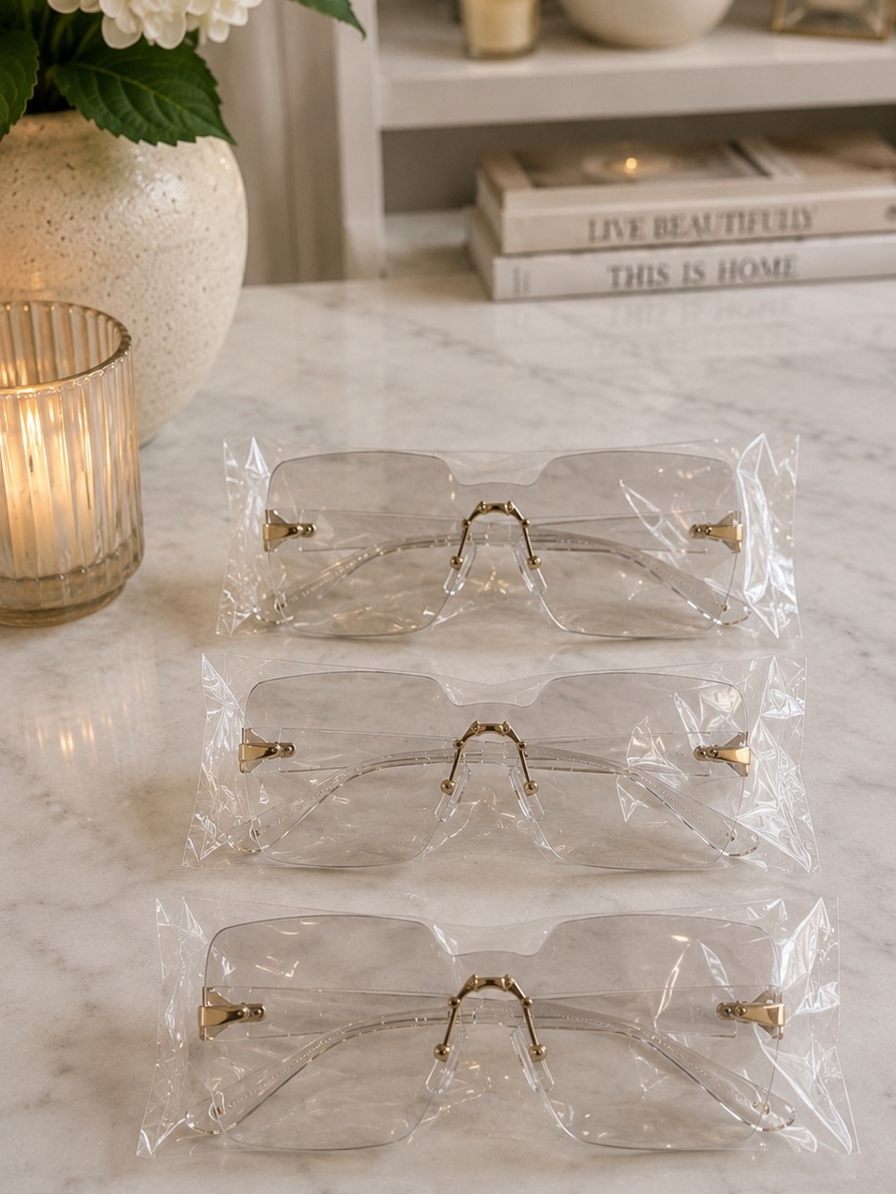 Clear Sunglasses, Women’s, Rimless Shield Style - Picture 10 of 14